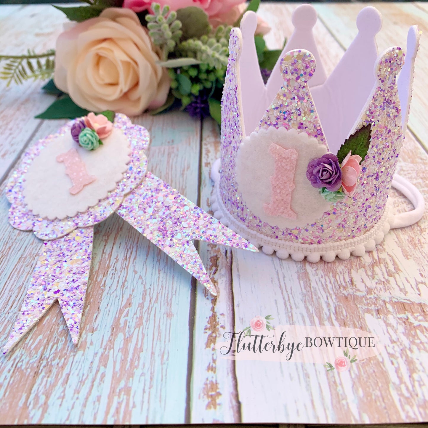 Birthday Crown and Badge, Cake Smash Props