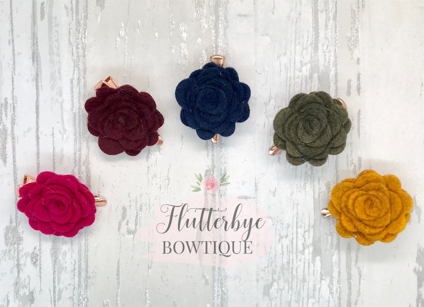 Autumn Felt Flower Clips - Flutterbye Bowtique