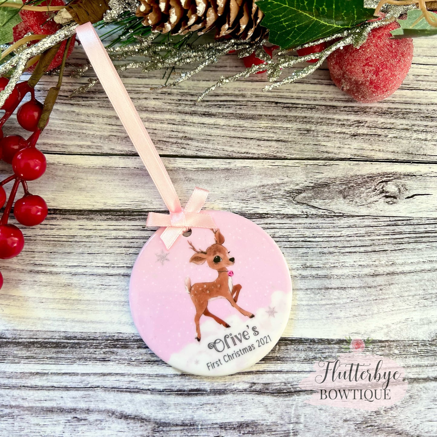 Boy or girl 1st Christmas Decoration, Baby Deer