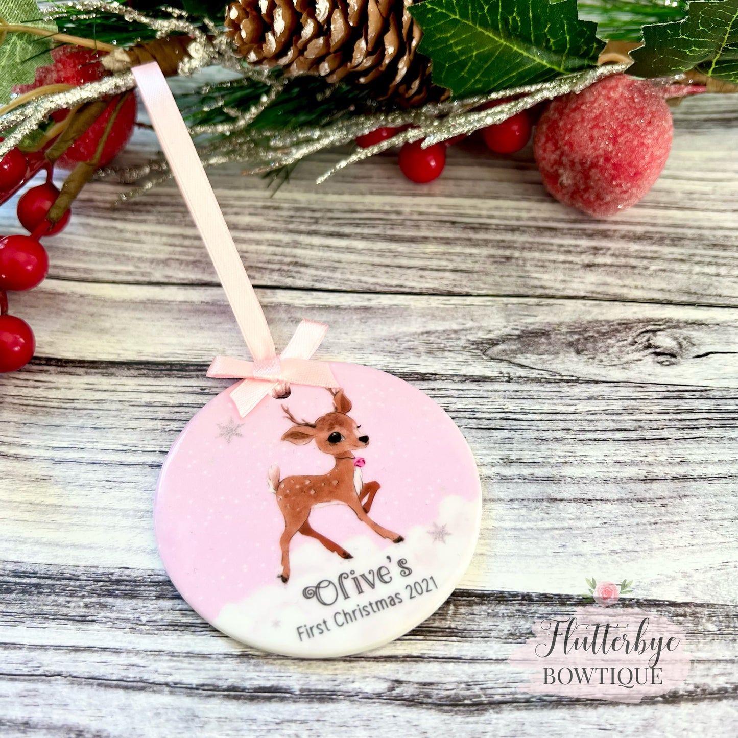 Boy or girl 1st Christmas Decoration, Baby Deer