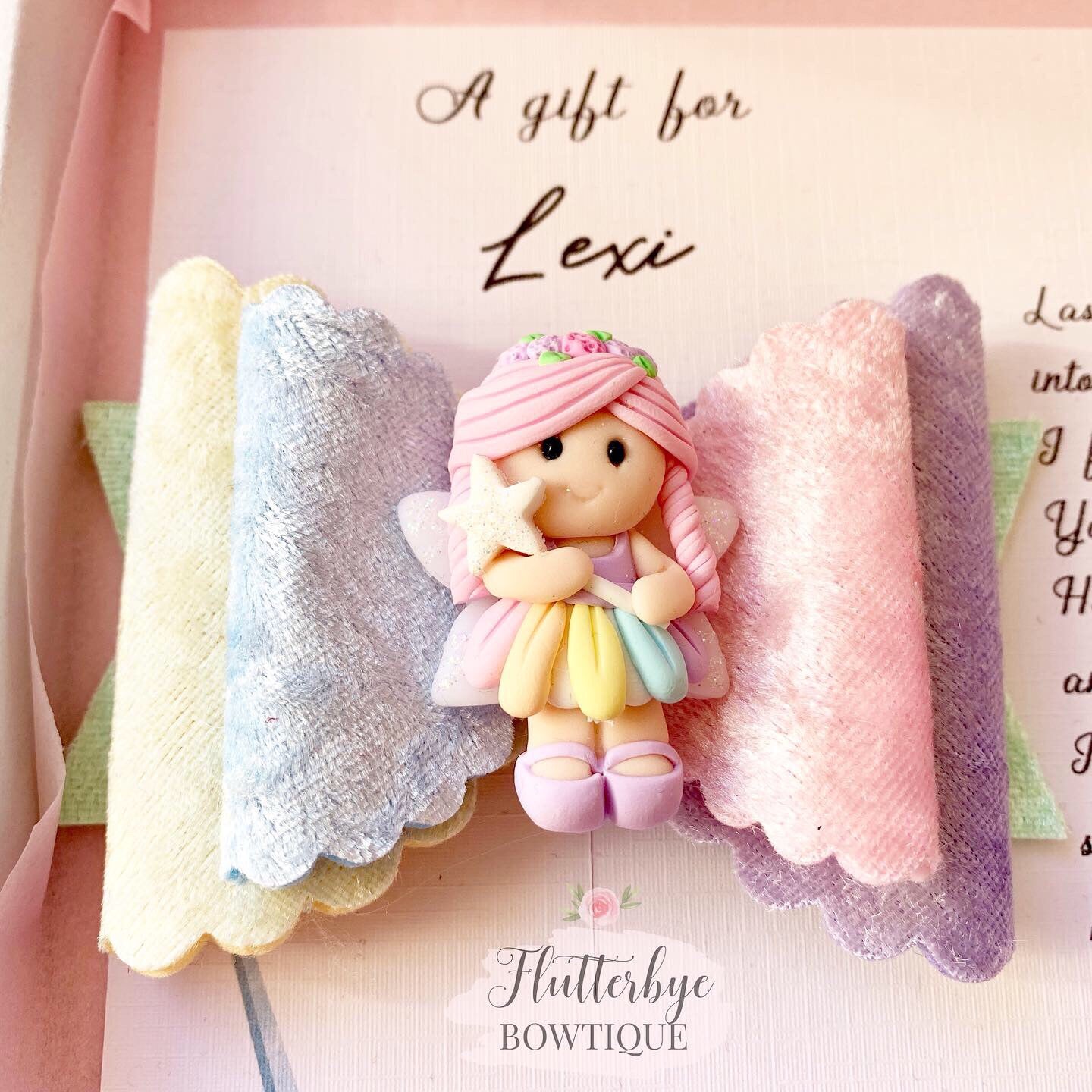 Tooth Fairy Hair Bow and card gift - Flutterbye Bowtique
