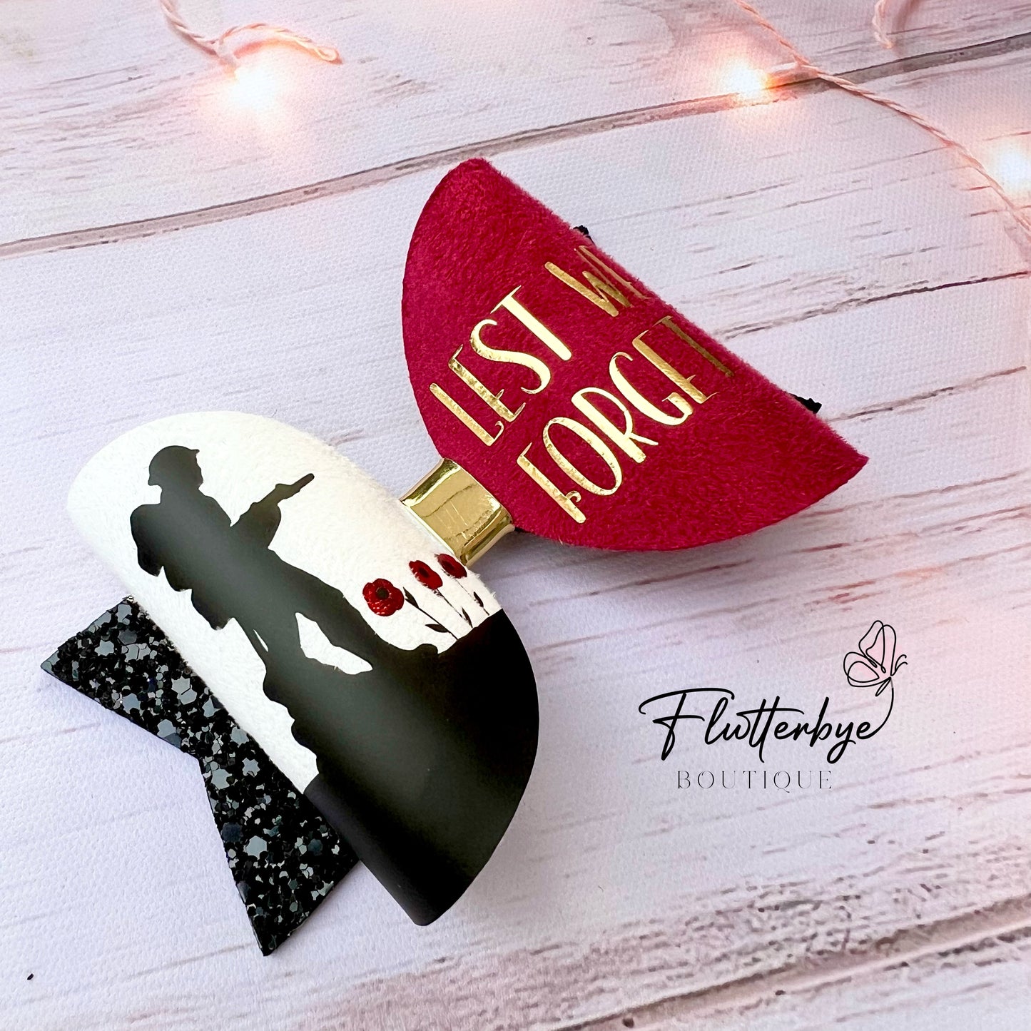 Soldier Remembrance Hair Bow, Lest we forget poppy bow