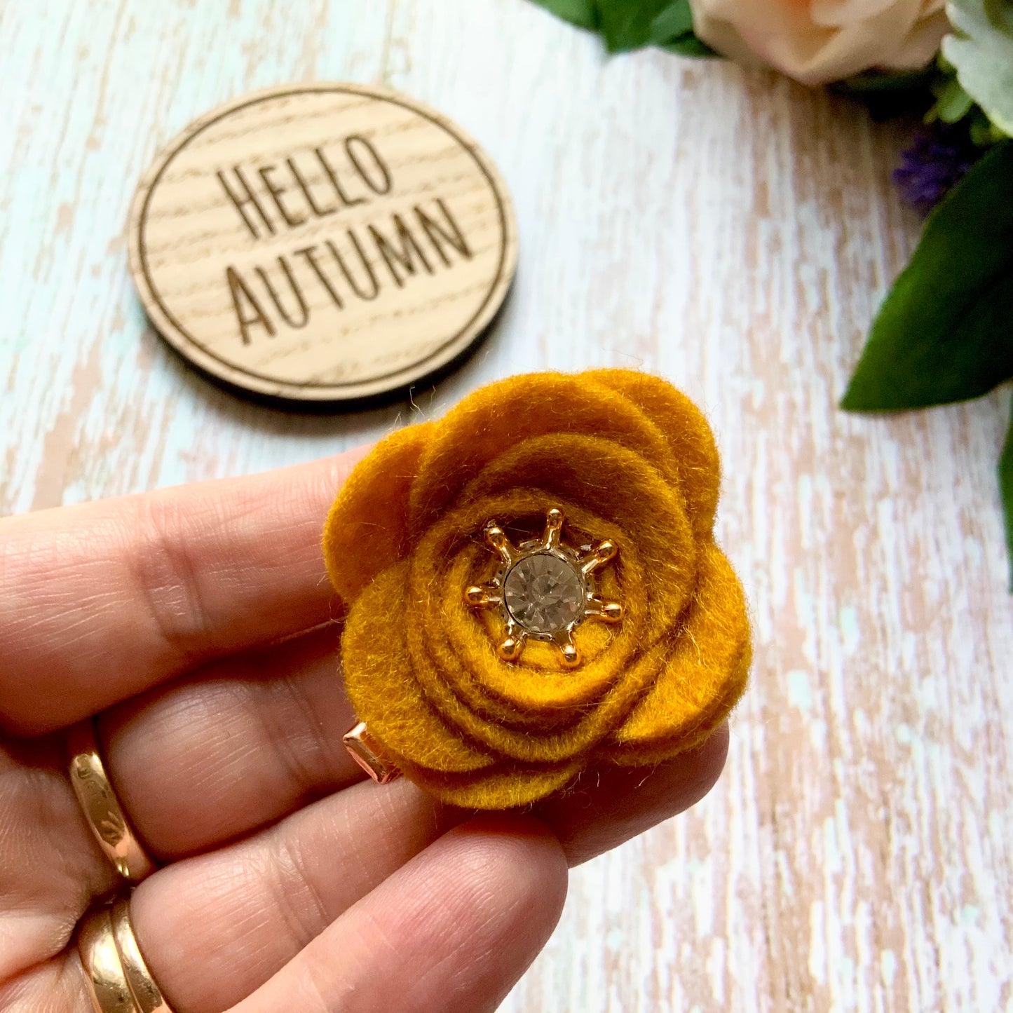 Autumn Diamanté Felt Flower Clips