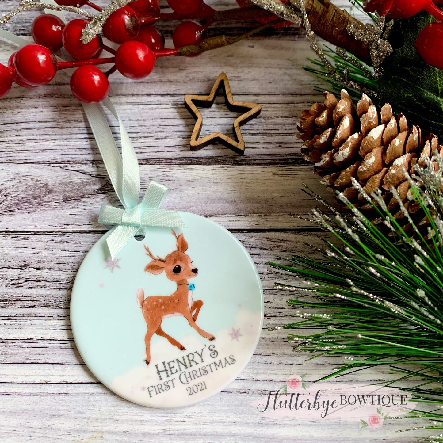 Boy or girl 1st Christmas Decoration, Baby Deer