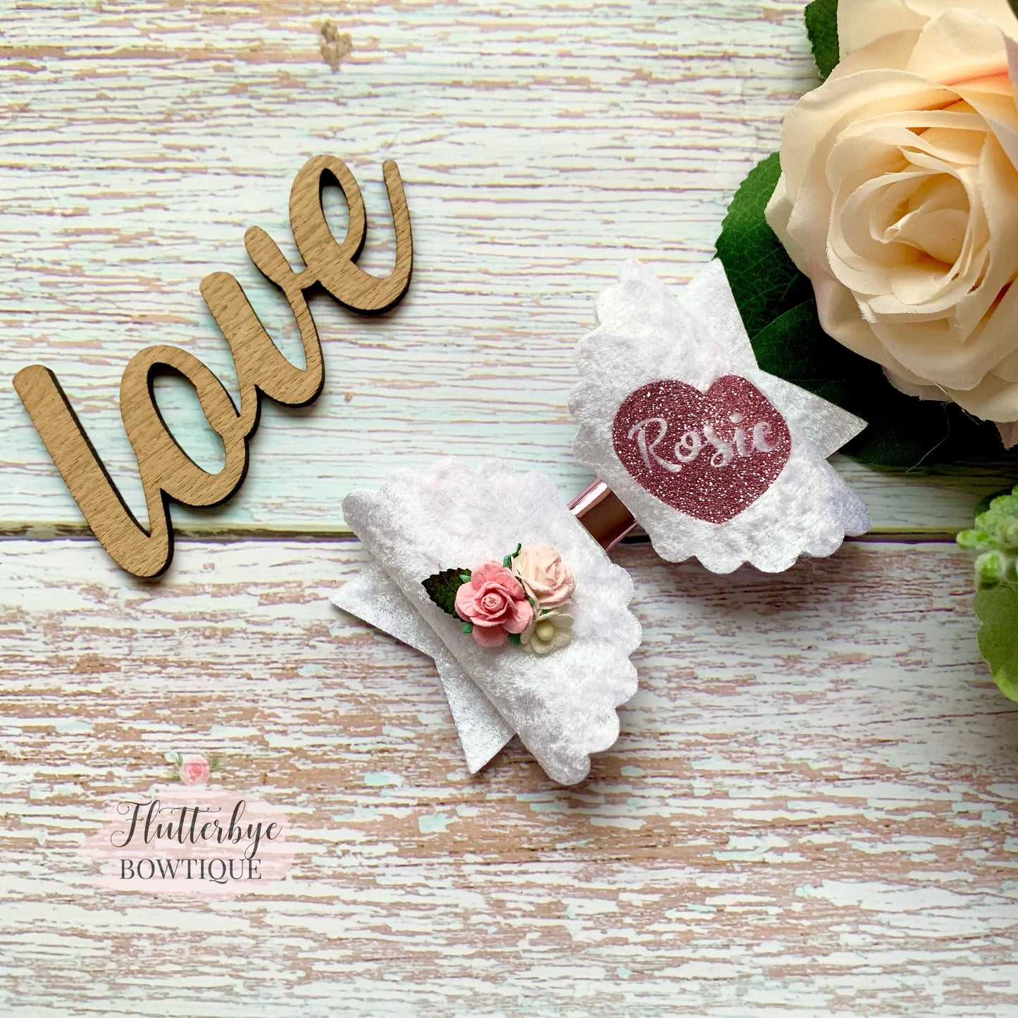 Personalised Velvet Floral bow