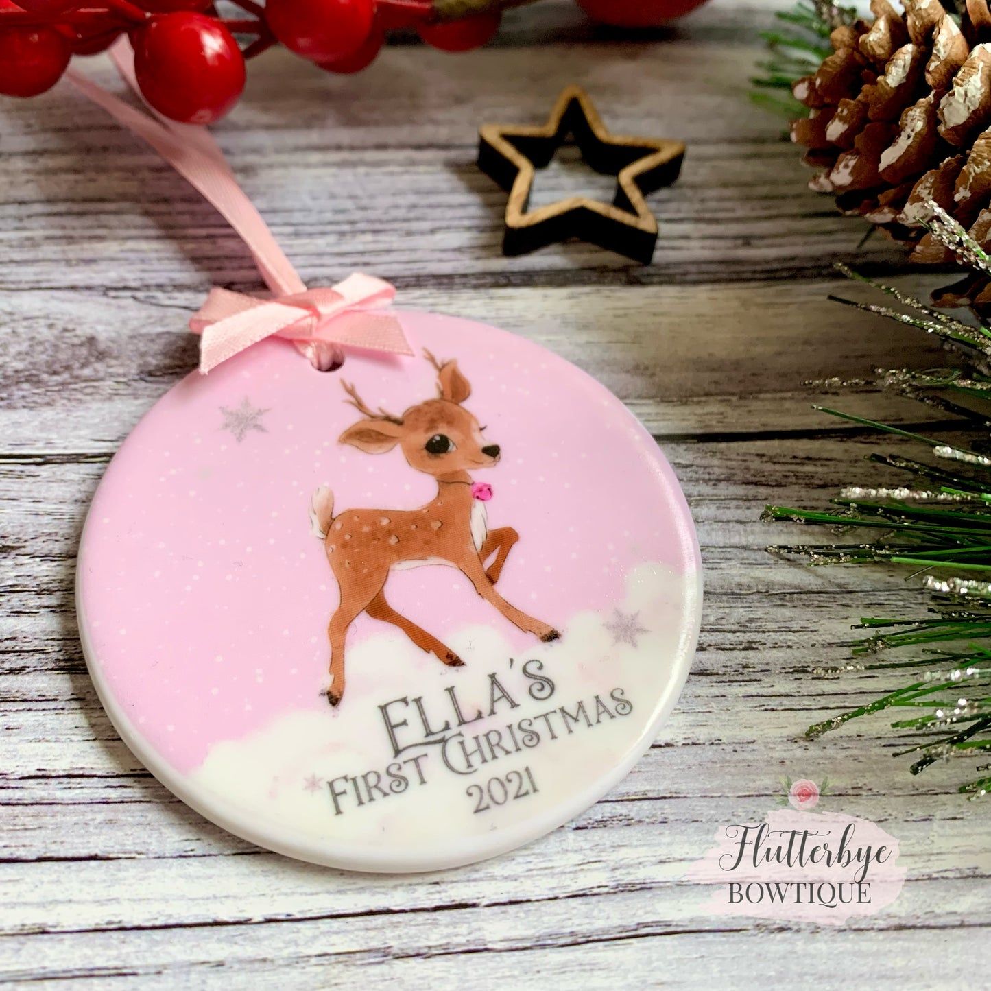 Boy or girl 1st Christmas Decoration, Baby Deer