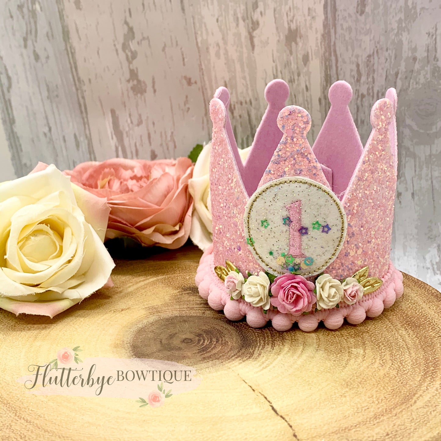 New Shaker Birthday Crown and Badge, Cake Smash Props - Flutterbye Bowtique