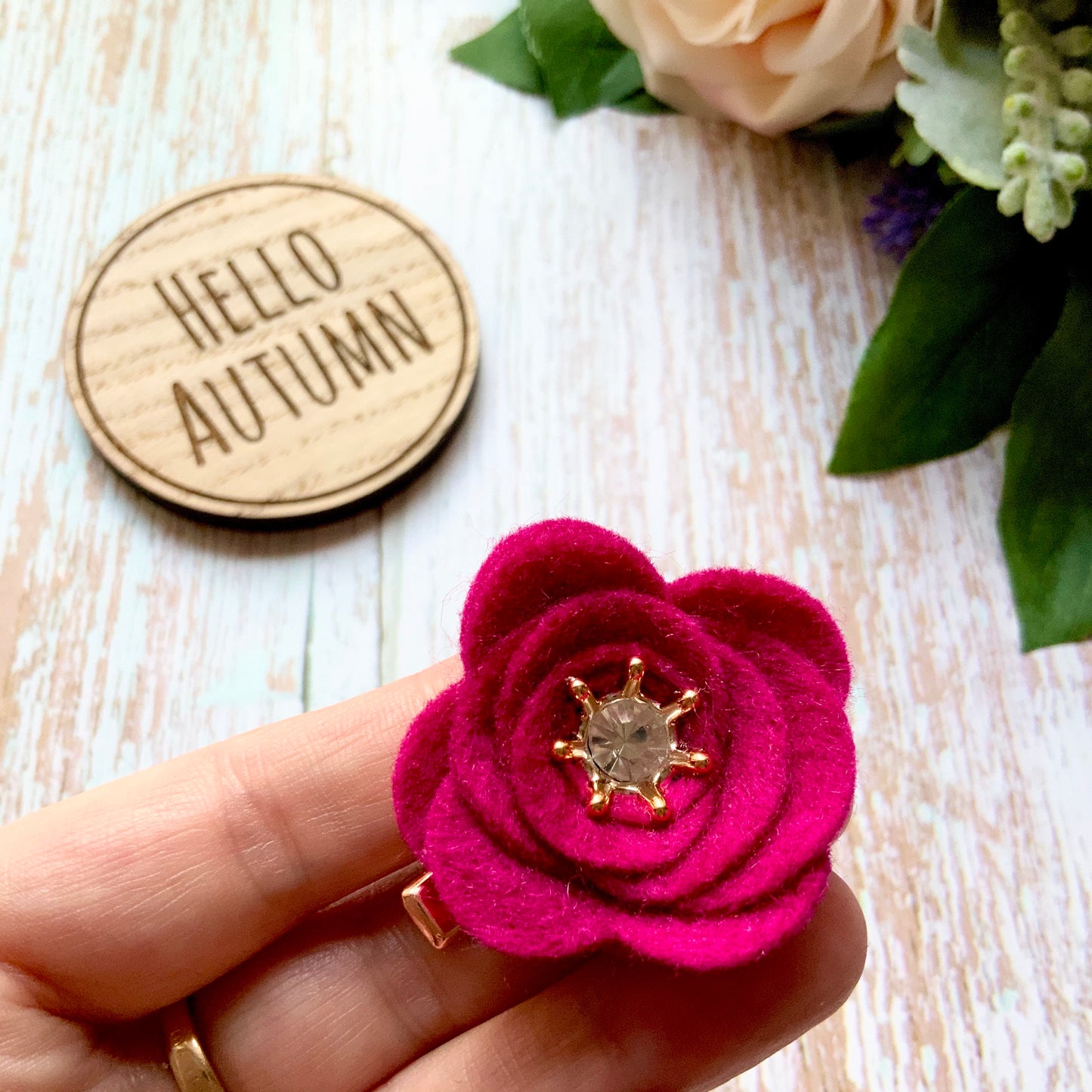 Autumn Diamanté Felt Flower Clips