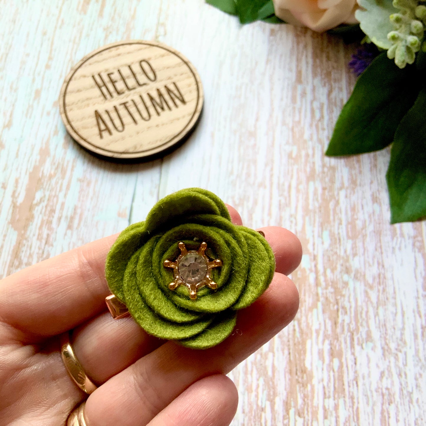 Autumn Diamanté Felt Flower Clips
