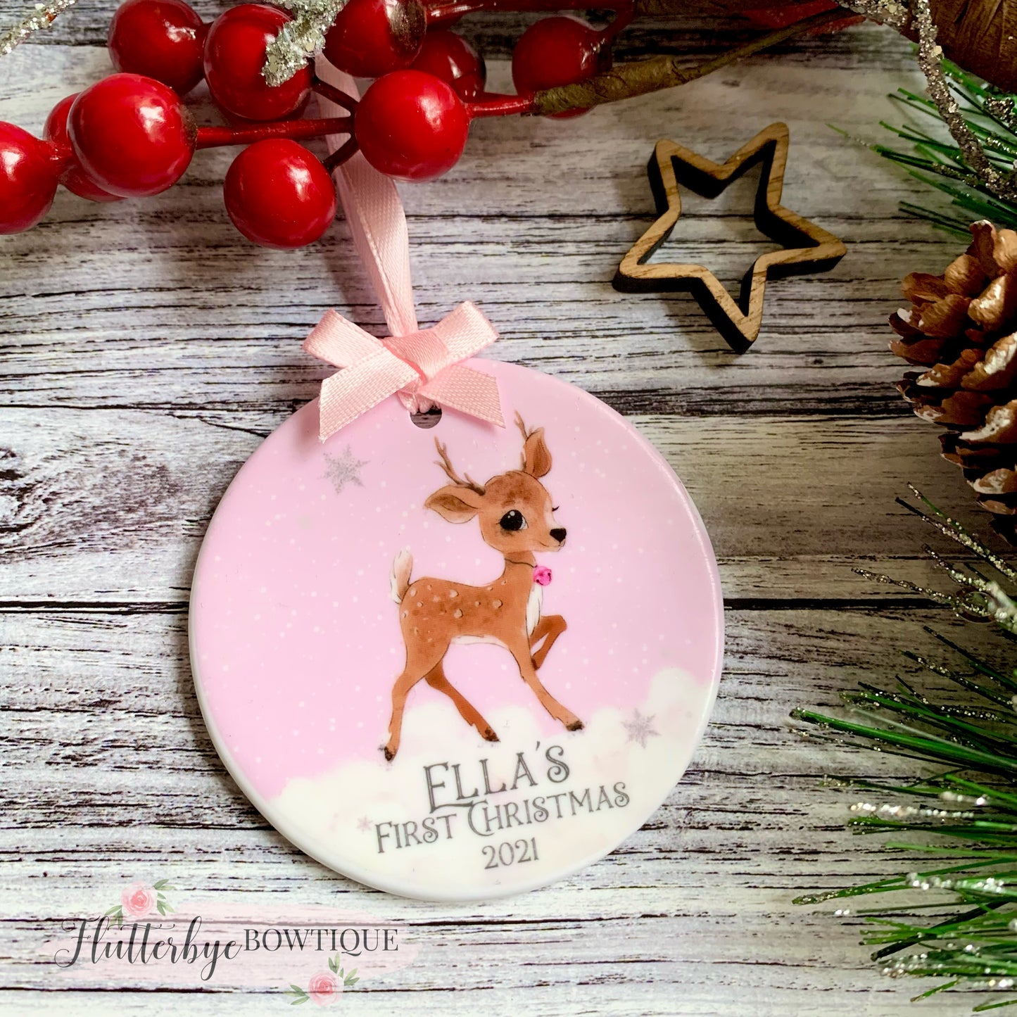 Boy or girl 1st Christmas Decoration, Baby Deer