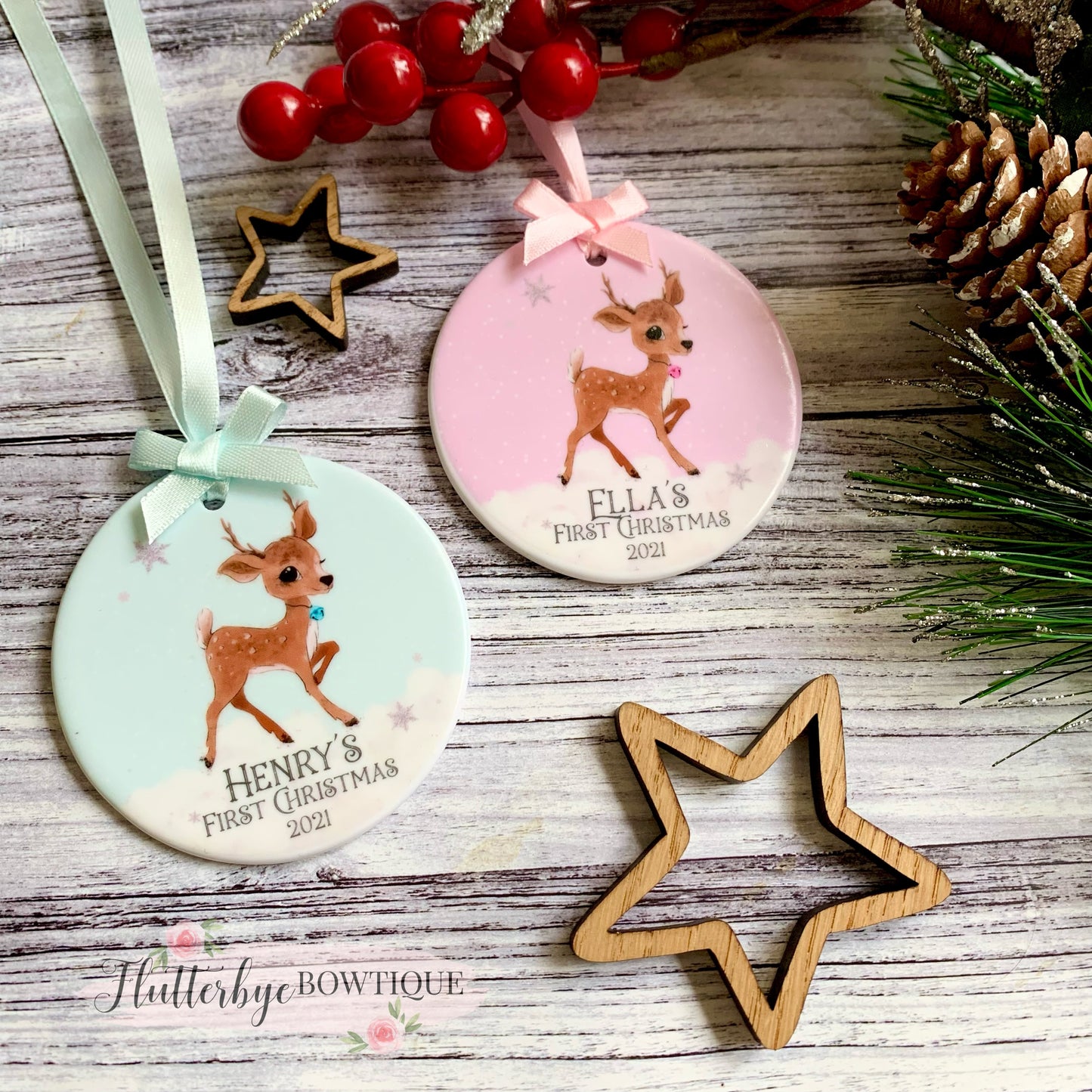 Boy or girl 1st Christmas Decoration, Baby Deer