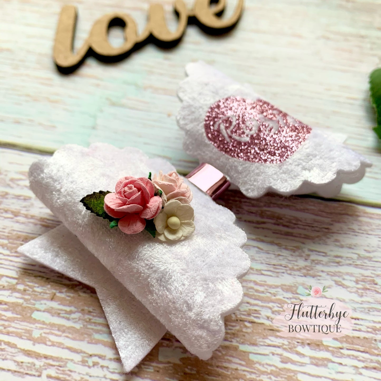 Personalised Velvet Floral bow
