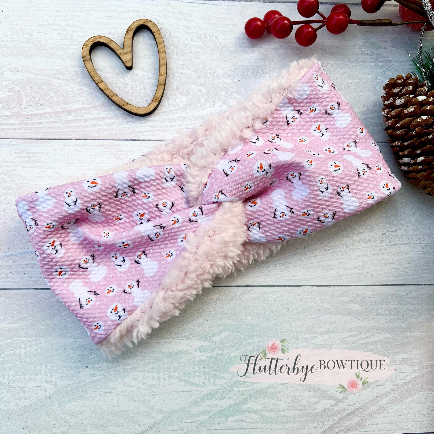 Cutie Snowman Snuggly head wrap, stretchy ear warmer headband
