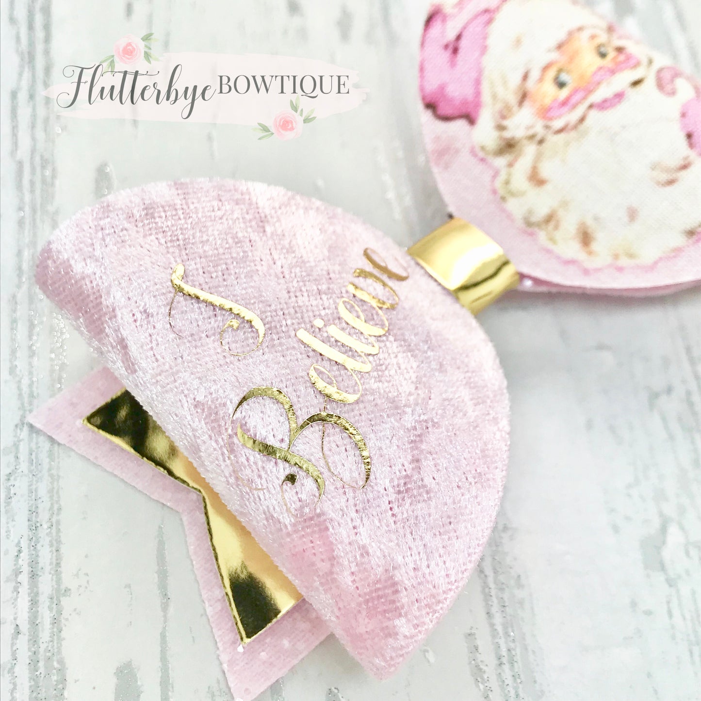 Personalised Santa Hair Bow, I believe hair Clip - Flutterbye Bowtique