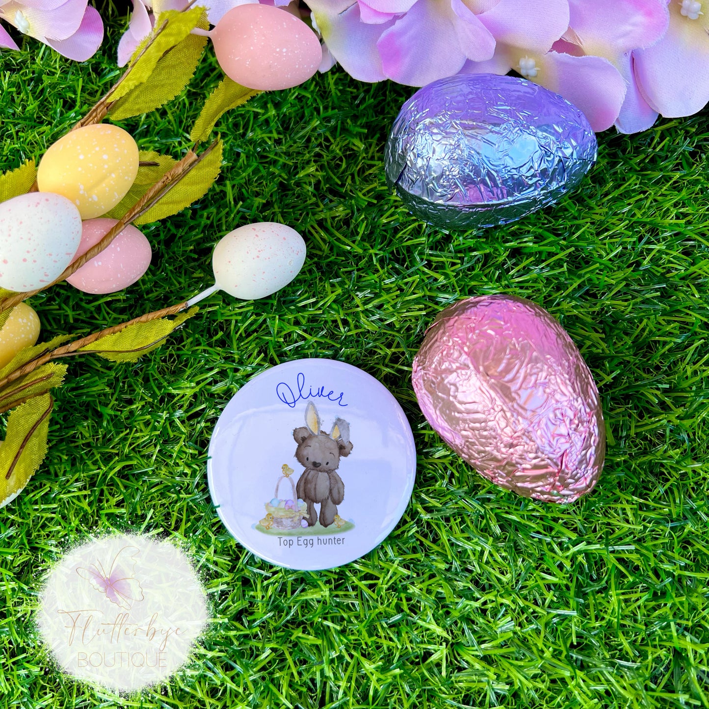 Personalised Top Egg Hunter Easter Badge