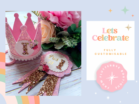 Birthday Crown and Badge, Cake Smash Props