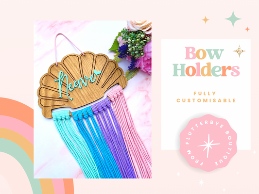 Personalised Wooden Shell Macramé Hair Bow Holder