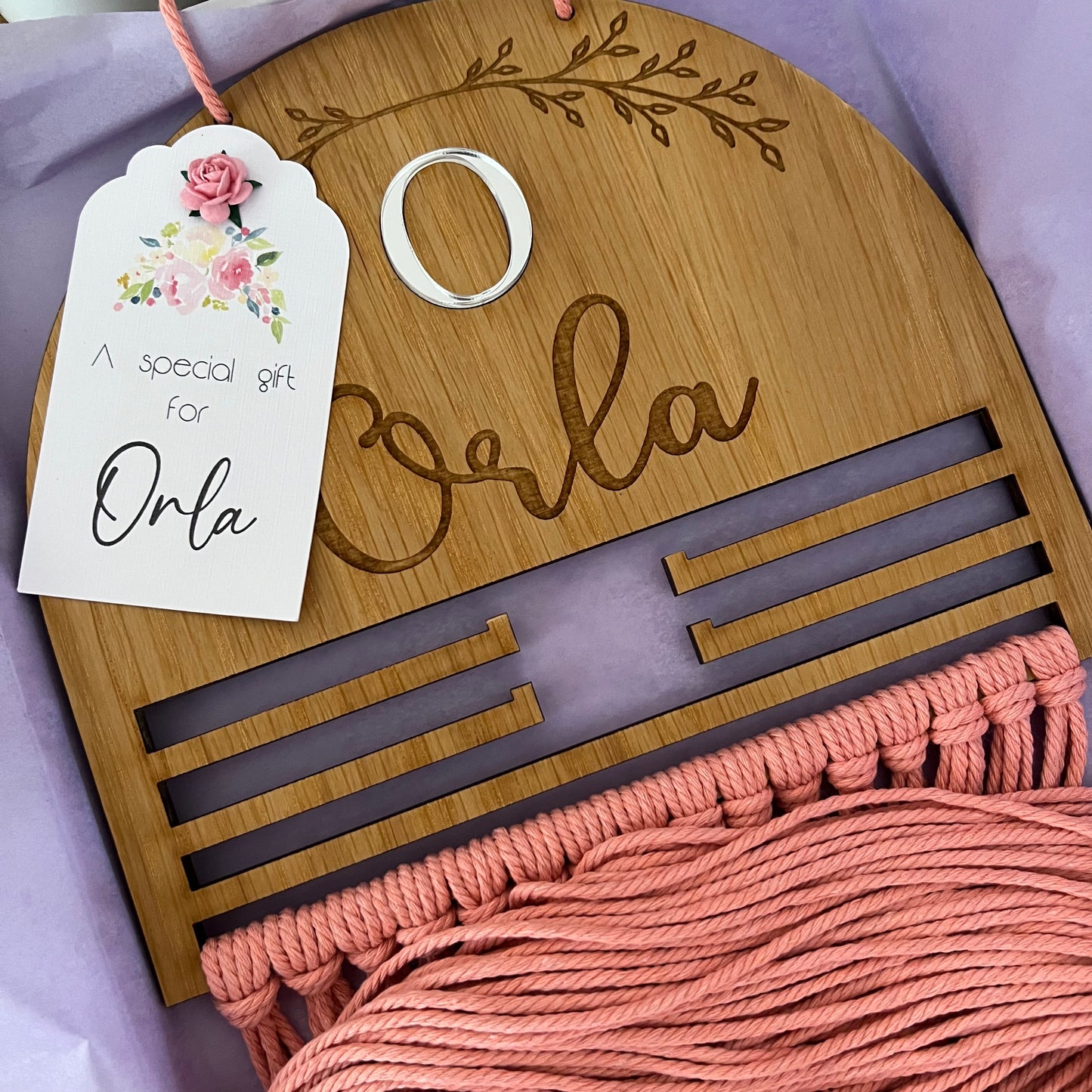Personalised Wooden Macramé Hair Bow Holder