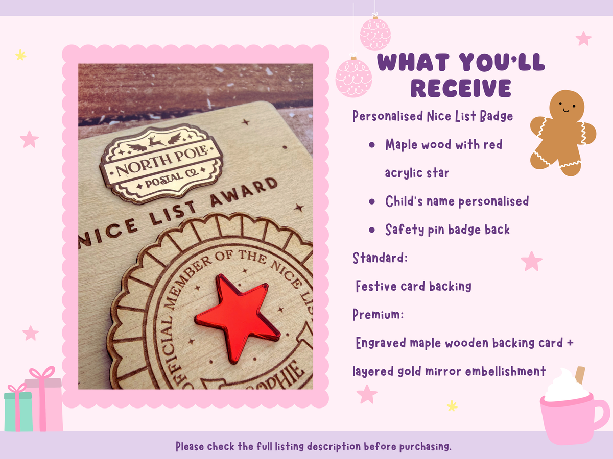 Personalised Nice List Award | Christmas Keepsake | Santa’s Nice List