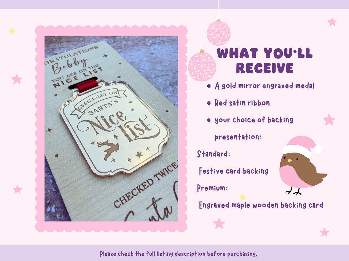 Gold Nice List Medal | Santa’s Nice List | Christmas Keepsake