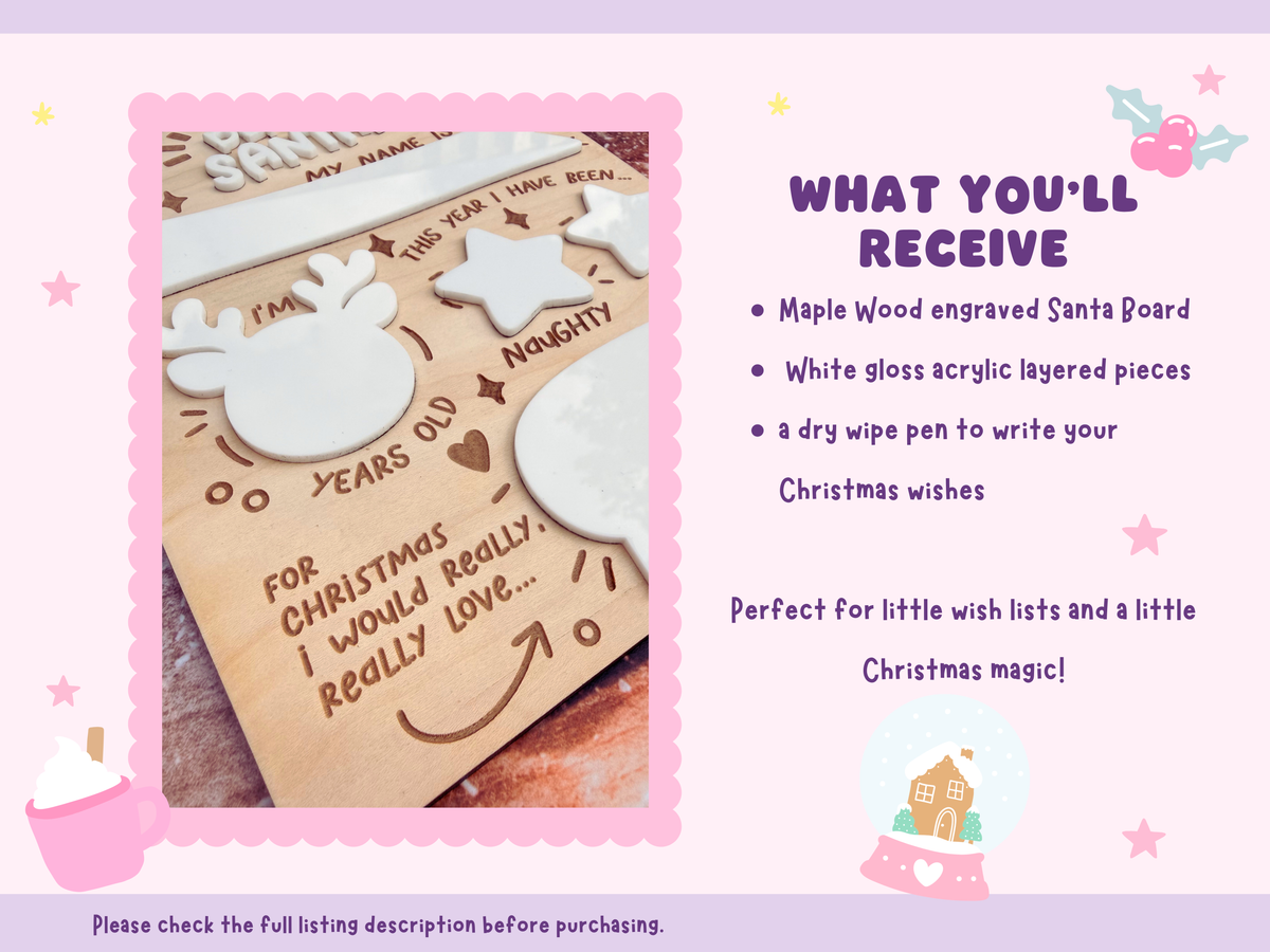 Dear Santa wish reusable board