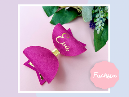 Faux Suede Personalised Hair Bow, School Bows