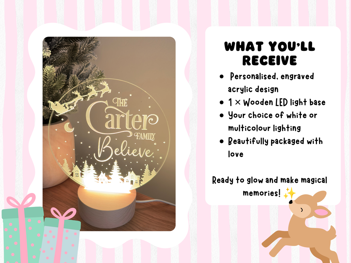 Christmas Glow – Personalised Family Believe LED Lamp