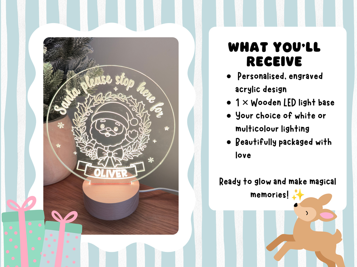 Christmas Glow – Personalised Santa Please Stop Here LED Lamp