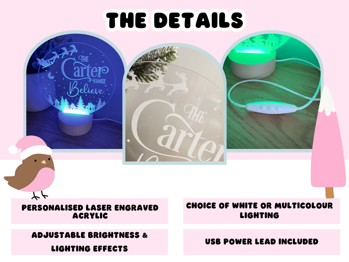 Christmas Glow – Personalised Family Believe LED Lamp