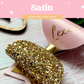 Personalised Baby Pink Satin Bow, Gold Glitter Name Bow