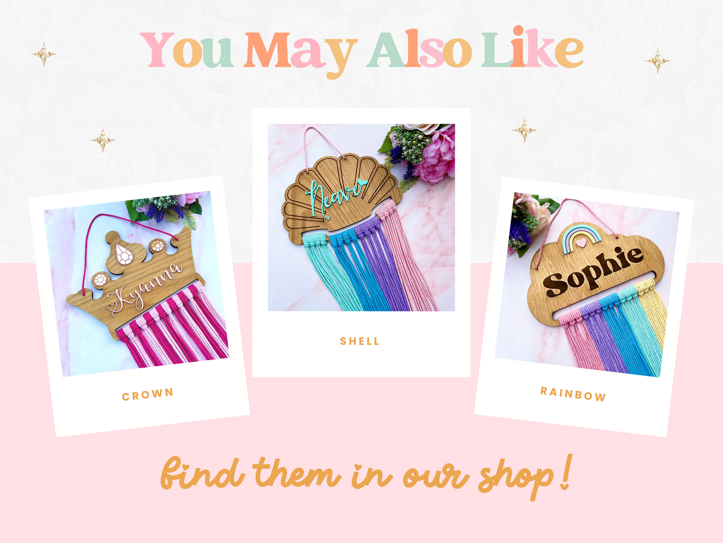 Personalised Wooden Pastels Macramé Hair Bow Holder