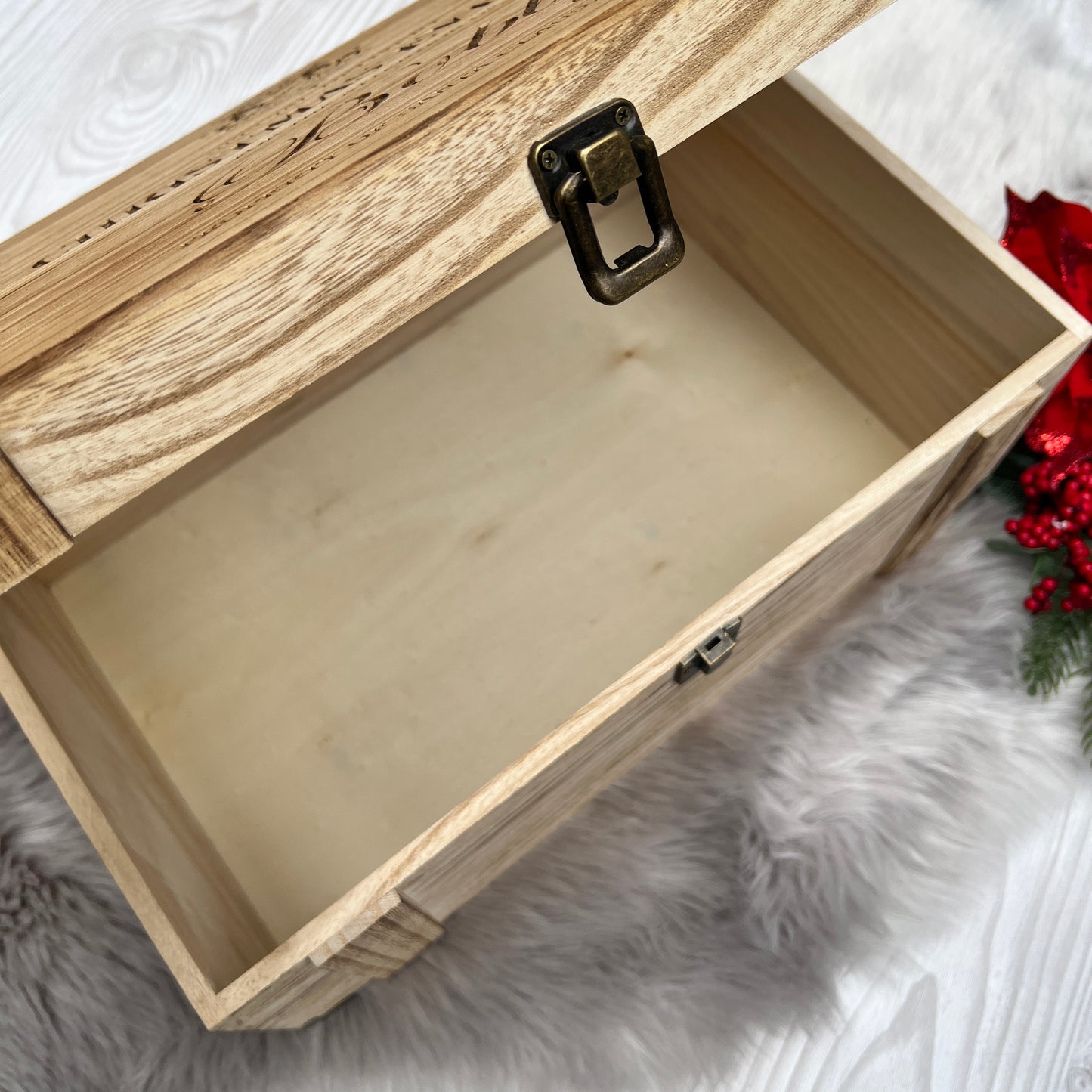 Engraved Christmas Eve Box, personalised festive wooden box