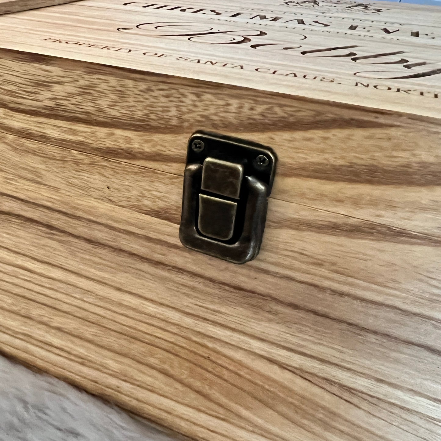 Engraved Christmas Eve Box, personalised festive wooden box