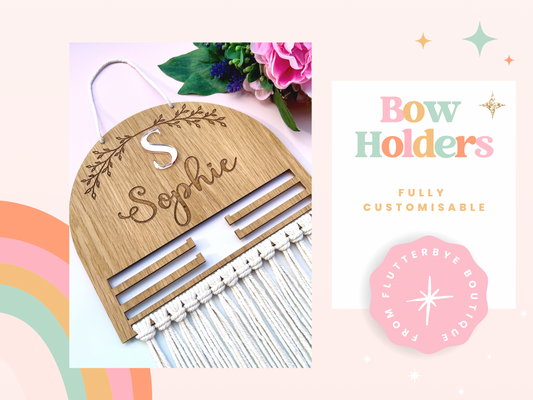 Personalised Wooden Macramé Hair Bow Holder