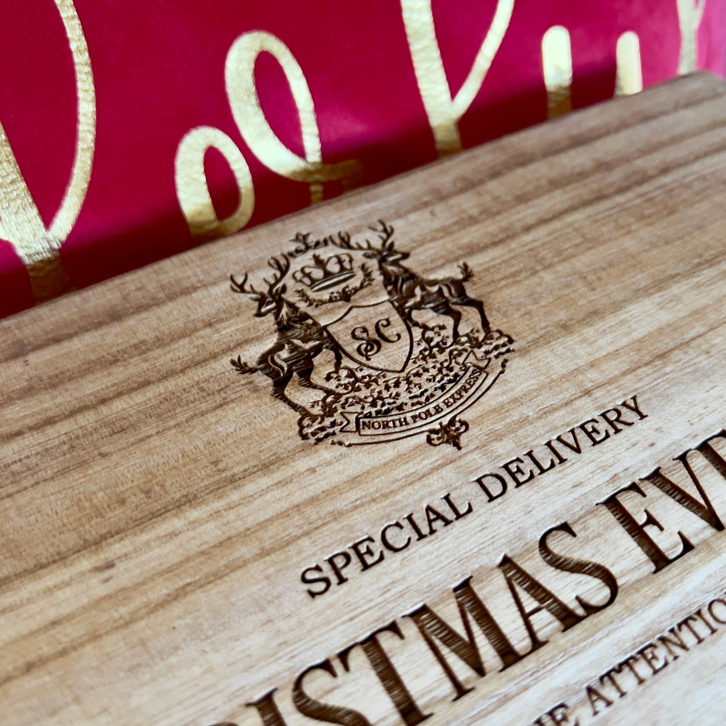 Engraved Christmas Eve Box, personalised festive wooden box