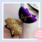 Personalised Cadbury Purple Satin Bow, Gold Glitter Name Bow