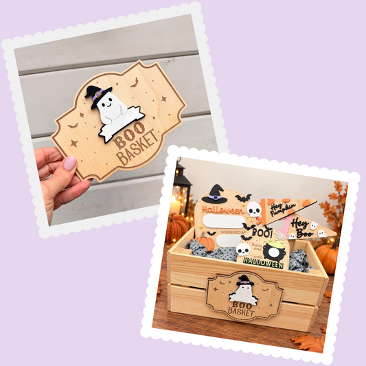 Personalised Boo Basket Plaque & Halloween Gift Crate
