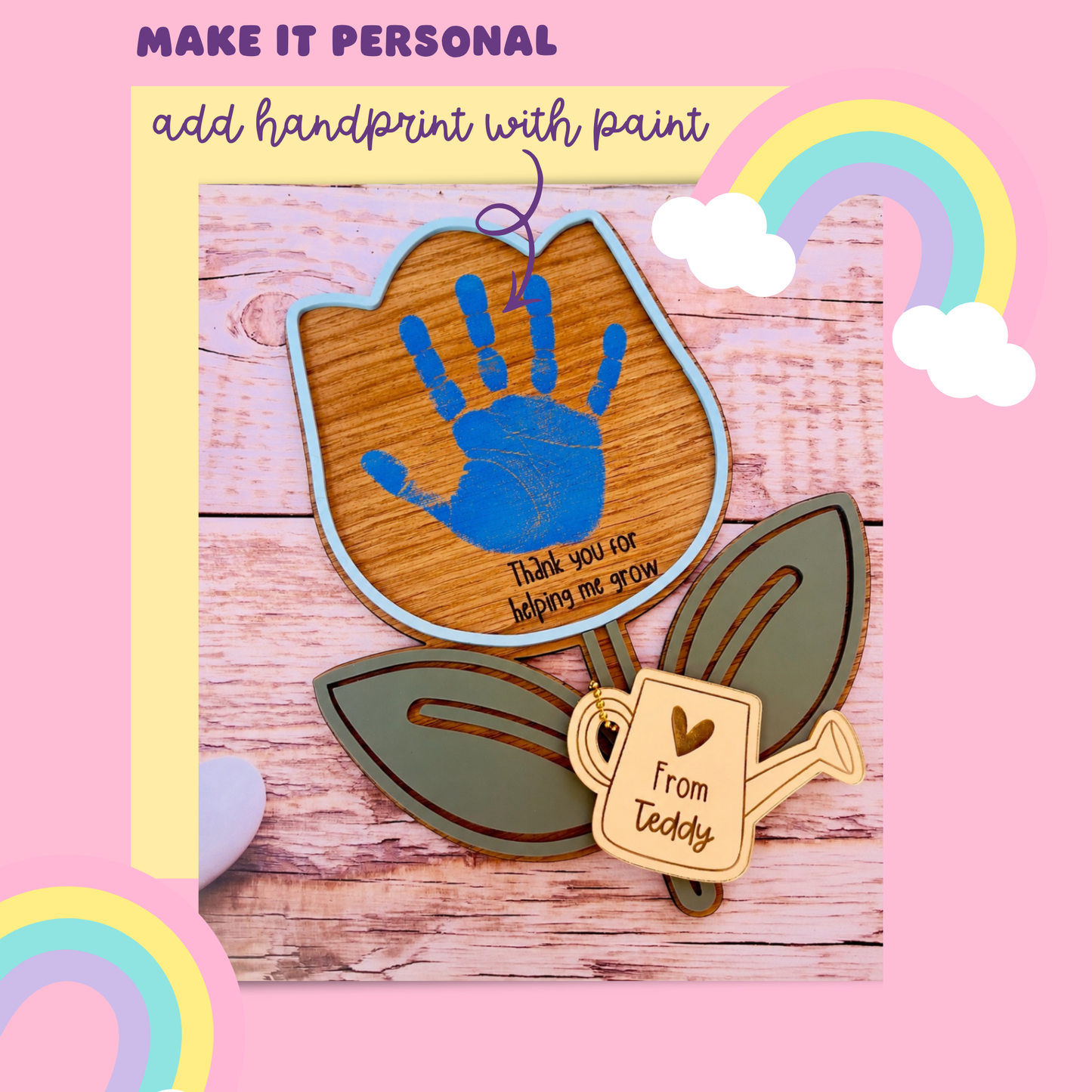 Personalised Handprint Flower Teacher Gift