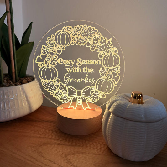 Autumn Glow – Personalised Cosy Season LED Lamp