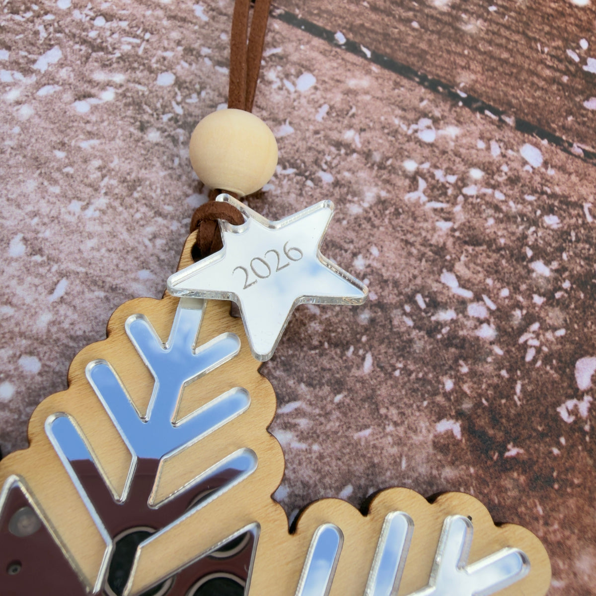 Personalised Wooden Snowflake Christmas Decoration – Gold or Silver, 2026