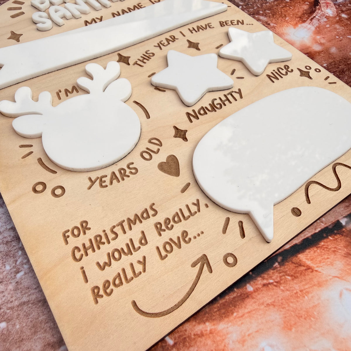 Dear Santa wish reusable board