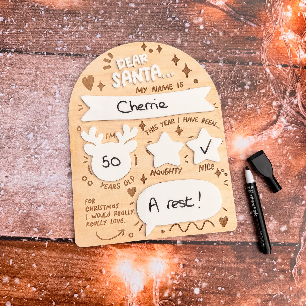Dear Santa wish reusable board