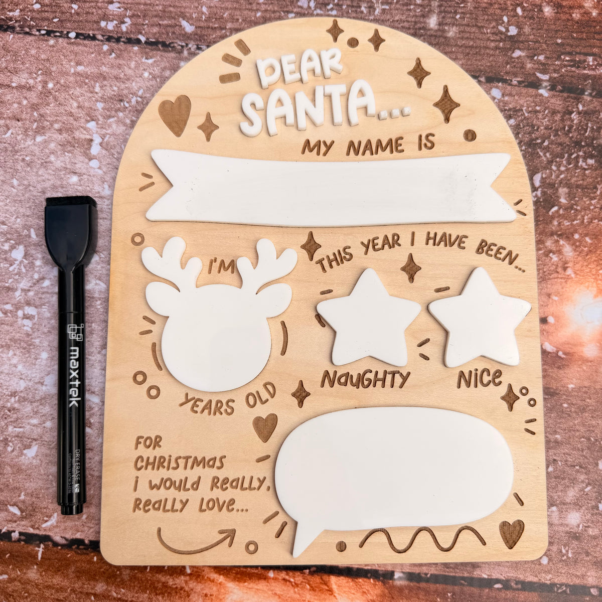 Dear Santa wish reusable board