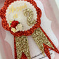 Age Birthday Badge with matching bow, personalised Birthday Rosette