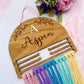Personalised Wooden Rainbow Macramé Hair Bow Holder