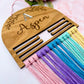 Personalised Wooden Rainbow Macramé Hair Bow Holder