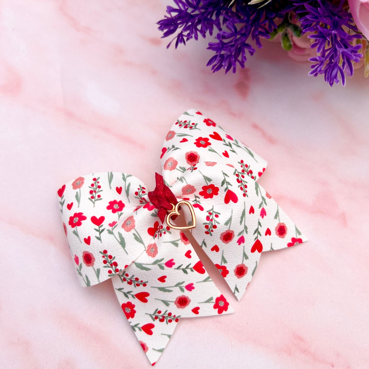 Valentine floral pinch Bow