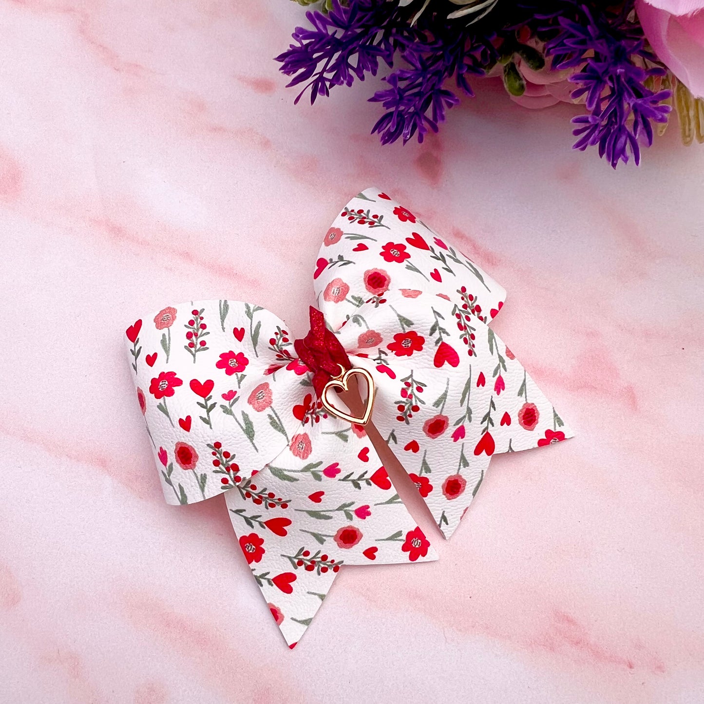 Valentine floral pinch Bow