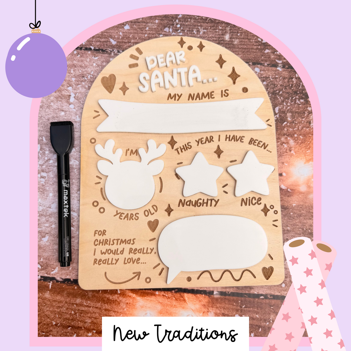 Dear Santa wish reusable board