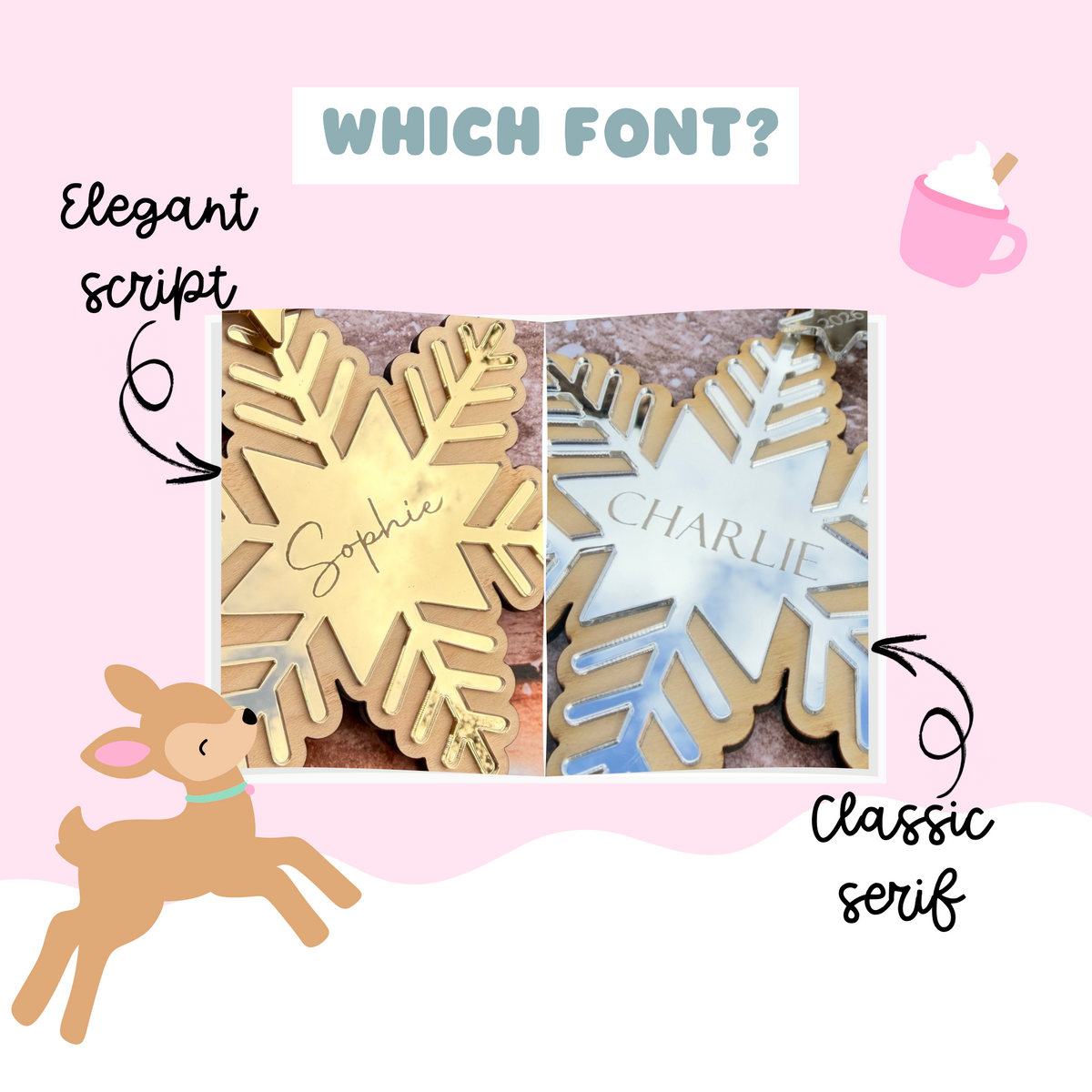 Personalised Wooden Snowflake Christmas Decoration – Gold or Silver, 2026